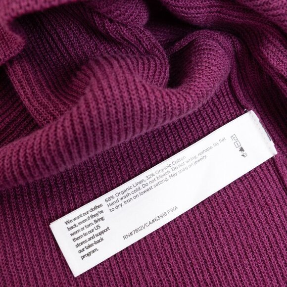 Eileen Fisher Organic Linen Cotton V-Neck Cardigan Oversized Boxy Plum Purple - Picture 12 of 14